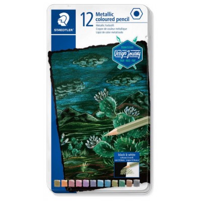 ESTUCHE METALICO CON 12 LAPICES DE COLORES METALICOS DESIGN JOURNEY 146M M12 (Espera 4 dias)